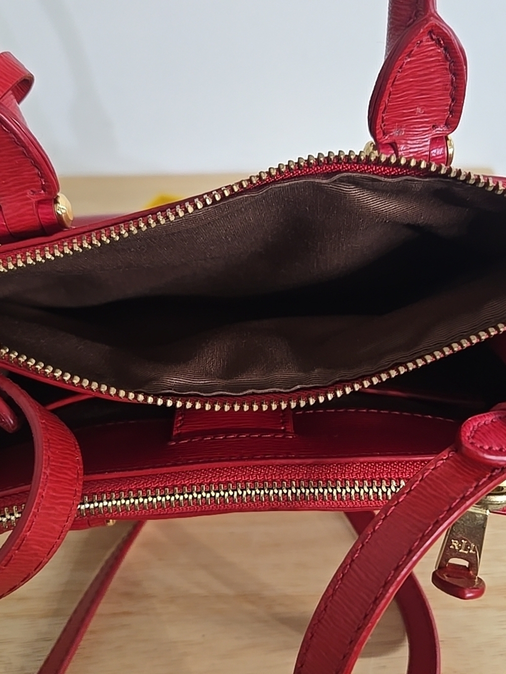Ralph Lauren Mini Newbury double zip satchel bag Red - Picture 11 of 16
